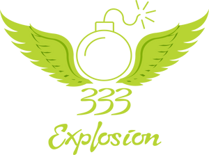 333 Explosion logo with bomb with angel wings